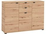 Milanihome.It - Credenza Moderna Con 3 Ante E 2 Cassetti Di Design Moderno Industrial Cm 135 X 40 X 95 Hdi Colorerovere Chiaro