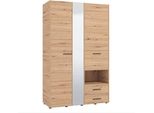 Milanihome.It - Armadio 2 Ante 2 Cassetti Con Specchio Di Design Moderno Industrial Cm 127,5 X 55 X 205,5 Hdi Colorerovere Chiaro