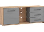 Milanihome.It - Porta Tv Un Anta Tre Cassetti Moderno Minimal In Legno Di Design Moderno Industrial Cm 161,5 X 40 X 65 Hdi Coloregrigio