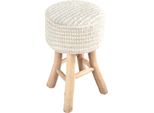 Milani Home - Sgabello In Legno E Lana 40 X 70 Cm 40 L X 40 P X 70 Hdi Colorebianco