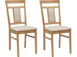 Vidaxl Sedia Da Pranzo 2 Pezzi Naturale E Luminosa Legno Di Gomma Massiccio