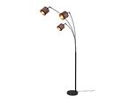 Reality Leuchten Stehlampe "Davos, Stehleuchte 3-Flammig Exkl 3Xe14 Max 28W FußSchalter 185Cm Hoch", Schwarz (Schwarz Matt Taupe), 3, Ø 12Cm H: 185Cm, 1 Stk., Leuchten, Stehlampe Metall Mit 2-Farbigen Stoffschirmen Bogenlampe Bogenleuchte, Stehlampe