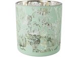 Kerzenhalter Creativ Home "Windlicht", Mint, H:15Cm Ø:15Cm, Kerzenhalter, Kerzenhalter, Mit Floralem Motiv