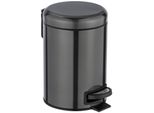 Kosmetikeimer WENKO Leman, schwarz, B:17cm H:25cm T:22,5cm, Edelstahl, Mülleimer, Kosmetikeimer