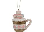 Clayre & Eef Ciondolo Natalizio Macarons 6X4X7 Cm Rosa Poliresina