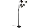 Reality Leuchten Stehlampe "Jason, Stehleuchte 5-Flammig Exkl 5X E14 Max 10W, HöHe 200Cm 72Cm Tief", Rauchgrau Schwarz, 5, Ø 12Cm H: 130Cm, 1 Stk., Leuchten, Bogenleuchte Metall Schwarz, Lampenschirme Rauchgrau, FußSchalter, Stehlampe