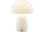 Brilliant Led Tischleuchte "Erik", Weiß, 1, Ø 16Cm H: 22,2Cm, 1 Stk., Leuchten, Pilzleuchte Aus Glas Mit Akku, 250 Lm, 2700 K, H 22 Cm, Dimmbar, Led Tischleuchte