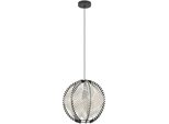 Eglo HäNgeleuchte "Waverton HäNgelampe, Esszimmerlampe, Metall, Holz, Textil In Weiß, E27", Schwarz, 1, Ø 40Cm H: 110Cm, 1 Stk., Leuchten, HäNgeleuchte - H110 X Ø40 Cm - Schwarz - 1X40W Exkl., HäNgeleuchte
