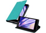 Cadorabo Cover Per Sony Xperia Z1 Cover Protettiva In Turchese Custodia Per Cellulare Cover Chiusura Magnetica