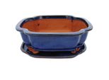 Ciotola Bonsai Con Piattino Gr. 5 - Haitang I4 - Blu - L 31,5 Cm - L 26 Cm - H 11 Cm