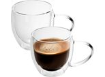 Set Di Bicchieri Termici A Doppia Parete Intirilife 2X Da 200 - 250 Ml - Soffiato A Bocca Isolato Per Latte Macchiato, Come Bicchiere Da Tè O Da Caffè Con Manico