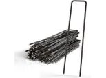 Intirilife 100 X Ancoraggio A Terra 150 X 25 X 2,7 Mm In Acciaio Inox Nero - Fissaggio In Vello Di Erbacce Chiodo A Terra Barbiglio