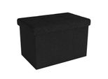 Intirilife Panca Pieghevole 49X30X30 Cm In Piano Black - Cubo Di Seduta Con Vano Portaoggetti E Coperchio In Tessuto Con Incavi - Cubo Di Seduta Poggiapiedi Scatola Portaoggetti Cassapanca Sgabello Seduta