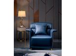 Poltrona Sedia Sala Da Pranzo Televisione Seduta Lounge Blu Design Moderno Sedia Imbottita Nuovo