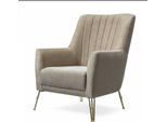 Poltrona Di Design Beige Relax In Legno Con Poltrona In Acciaio Inox Nuova