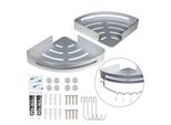 Intirilife 2X Mensola Per Doccia Mensola Per Doccia In Argento - 30 X 22,5 X 4,5 Cm - Mensola Per Bagno Mensola Angolare Con 2 Ganci, Da Forare O Incollare