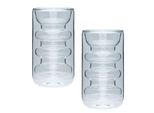 Intirilife 2X Bicchiere Termico A Doppia Parete - Stile Scanalato - Capacità 260 Ml - Soffiato A Bocca Isolato Per Latte Macchiato, Come Bicchiere Da Tè O Da Caffè Con Manico