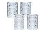 Intirilife 4X Bicchiere Termico A Doppia Parete - Stile Scanalato - Capacità 190 Ml - Soffiato A Bocca Isolato Per Latte Macchiato, Come Bicchiere Da Tè O Da Caffè Con Manico