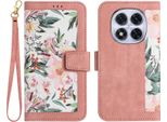 Per Xiaomi Redmi Note 14 Pro 5G Portafoglio Cellulare Custodia Design Floreale Custodia Rosa