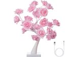 Lampada Da Tavolo Rose Bonsai Albero 24 Led Lampada Albero Alimentato A Batteria Luce Decorativa Per Soggiorno Camera Da Letto