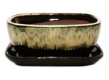 Ciotola Bonsai Con Piattino Misura 3 Marrone-Beige Rettangolare Modello Gb5 L 21,5 Cm L 17 Cm H 8 Cm