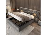 Letto Imbottito Abrihome 160X200 Cm Con Contenitore, Letto Matrimoniale In Velluto Idraulico Con Illuminazione Led, Grigio