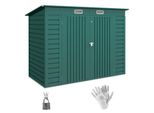 Casetta Per Attrezzi Outsunny 4,1 M³, Casetta Da Giardino Con Tetto A Una Falda, 249 X 121 X 166/183 Cm, Casetta Per Attrezzi Con Doppia Porta Chiudibile A Chiave, Finestre, Garage Per Biciclette