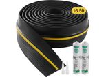 Succebuy 16,5 Ft Striscia Sigillante Per Soglie Di Porte Di Garage, Protezione Universale Dalle Intemperie In Pvc, Adesivo Migliorato, Guarnizione Per Pavimenti Fai Da Te, Nero