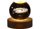 Globo Di Cristallo Luce 3D Inciso Incandescente Sfera Di Cristallo Luce Notturna Romantica Lampada D'ambiente Con Base In Legno