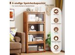 Libreria A 4 Ripiani Con Ante In Acrilico Vetrina In Bambù 69 X 34 X 140 Cm Marrone