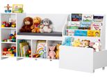 Vevor Scaffale Per Bambini Con Panca E Schienale E Libreria E Organizzatore Di Giocattoli, Cassetta Portagiochi Per La Stanza Dei Giochi E L'ingresso Del Soggiorno, 170 X 40 X 80 Cm, Bianco