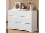 Cassettiera Bealife A 7 Cassetti Con Protezione Antiribaltamento | Cassettiera Di Sicurezza In Mdf Con Angoli Arrotondati, Bianco 120X40X85 Cm | Per Soggiorno E Camera Da Letto AP48