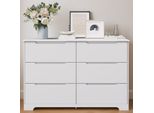 Cassettiera Bealife Con 6 Cassetti | Bianco, 120X40X80 Cm In Mdf Con Angoli Arrotondati E Protezione Antiribaltamento | Per Camera Da Letto E Soggiorno | AP47
