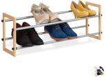 Relaxdays 10028909_347 Relaxdays Schuhregal Silber, Braun 2 FachböDen
