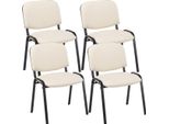 Clp Set Di 4 Sedie Per Visitatori Ken In Pelle Finta Impilabili E Dal Design Moderno, Crema