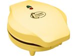 Cialdiera Bestron Per Waffle Classici A Forma Di Cuore, Piastra Per Waffle Con Rivestimento Antiaderente Per Waffle A Forma Di Cuore, Design Retrò, 700 Watt, Colore: Giallo