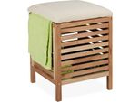 Cesto Portabiancheria Relaxdays Con Seduta In Legno Di Noce