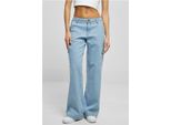 DáMské Kalhoty Urban Classics Donna Pantaloni Cargo A Vita Alta In Denim Lavato Chiaro - 31