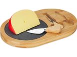 Tavola Da Formaggio In Bambù Relaxdays Con Set Di Posate Da 2 Pezzi
