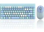 Set Di Tastiera E Mouse Wireless 2.4G QW02, Tastiera Meccanica + Mouse A 86 Tasti Con Tasti Tondi Retrò, Blu