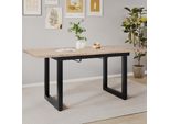 Tavolo Da Pranzo Rettangolare Flieks, Tavolo Da Cucina Tavolo Da Pranzo Allungabile, Tavolo In Legno Tavolo Da Bar Tavolo Alto Con Gambe In Metallo, 140/180X80X75Cm, Finitura Naturale