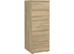 Dmora Cassettiera Abelarda 40X40.2X106.6H Cm Marrone Quercia, 5 Cassetti Apertura Scorrevole