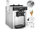 Eismaschine 2200 W Weiß - Speiseeisbereiter 2 x 6 L Desktop-Maschine - Eiscreme-Hersteller 220 V - Speiseeisbereiter mit Eiskegelhalter aus Edelstahl
