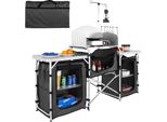 Tavolo Da Cucina Da Campeggio - Tavolo Da Cucina Pieghevole Per Esterni Con Borsa - Stazione Di Cottura In Alluminio Con 3 Armadietti E Parabrezza Rimovibile - Rapido Allestimento Per Picnic, Barbecue, Ecc.