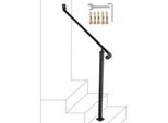 Corrimano Per Scale Esterne - Corrimano In Ferro Battuto - Ringhiera D'ingresso A Due Gradini - Elegante E Nera - Ringhiera Per Scale In Acciaio Inox - Ringhiera A Mano