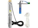 Pompa Per Pozzi Profondi Da 3,5'' 750W - Pompa Per Pozzi 105L/Min - Pompa Sommersa 62M - Pompa Per Tubi - 230V 50Hz - Pompa Per Sabbia IP68 - Pompa Per Acqua Con Cavo Da 20M - Ideale Per Irrigazione E Approvvigionamento Idrico.