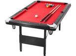 Tavolo Da Biliardo, 1,9 M - Set Da Biliardo Portatile E Pieghevole - Incl. Palle, Stecche, Gesso - Panno Nero/Rosso - Sala Giochi Per Famiglie - Bambini E Adulti - Pieghevole