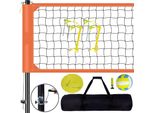 Set Di Reti Da Pallavolo, 9,7 M X 2,4 M - Rete Da Pallavolo Da Spiaggia Regolabile In Altezza E Portatile - Pieghevole Con Pallavolo E Borsa Da Trasporto - Arancione - Per Giardino E Spiaggia