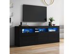 Mobile Tv Sweiko 160X35X60Cm Lucido Con Illuminazione Led, 3 Scomparti Aperti, 2 Ante, 2 Cassetti, Controllo Smart App, Per Tv Da 70 Pollici, Supporto Tv Lucido