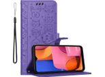 Cadorabo Custodia Per Samsung Galaxy A20S Custodia Protettiva In Viola Custodia Per Telefono Cellulare Custodia Cover Libretto Cani Gatti
